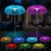 1 x RAW Customer Returns Solar lamps for outdoor garden, pack of 2 jellyfish solar lights garden with 7 colors, solar garden light fiber lights waterproof IP65, decoration for garden, lawn, balcony, terrace, yard - RRP €19.03