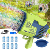 1 x RAW Customer Returns Bubble Gun, 132 Holes Bubble Machine for Kids with 8 Bottles of Bubble Liquid, Bubble Blower Toy Gifts for Adults Children Play and Indoor Outdoor Party - RRP €25.2