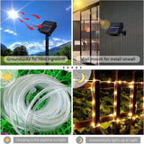 1 x RAW Customer Returns JIMACRO Outdoor Solar LED Light Tube, IP65 Waterproof Solar Fairy Lights Outdoor 12m 100LEDs Solar Decorative Lights with 8 Lighting Modes for Garden Tree Party Christmas Decoration - RRP €16.13