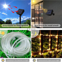 1 x RAW Customer Returns JIMACRO Outdoor Solar LED Light Tube, IP65 Waterproof Solar Fairy Lights Outdoor 12m 100LEDs Solar Decorative Lights with 8 Lighting Modes for Garden Tree Party Christmas Decoration - RRP €16.13