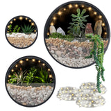 1 x RAW Customer Returns JonesHouseDeco 3 Sets Round Wall Planter Black Flower Pot Hanging Vase Metal Succulent Plant Home Decoration Indoor with 3m LED String Lights Black, 5cm Thick  - RRP €50.24