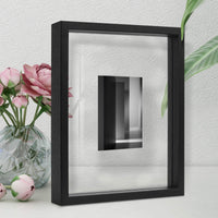 1 x RAW Customer Returns Afuly Photo Frame 13X18 Floating up to 20X25 Black Wood Double Glass Desktop or Wall Modern Gift - RRP €20.84