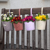 1 x RAW Customer Returns CIT TOILE set of 4 hanging flower pots with drainage hole, colorful metal flower pot with removable hook, vintage style decoration balcony garden wall fence outside inside wall, model-01 - RRP €30.96