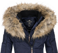 1 x Brand New Geographical Norway women s jacket winter parka Belissima XL fur hood navy L - RRP €109.9