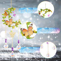 1 x RAW Customer Returns Suncatcher crystal window, green leaves wrapped around the moon, purple pendant decoration, butterfly window decoration hanging, rainbow crystal - RRP €20.18