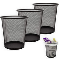 1 x RAW Customer Returns SENENQU Set of 3 Waste Paper Basket, 12L Metal Mesh Desktop Trash Can, Small Trash Can Trash Can Bedroom Kitchen Office Bathrooms-26.5 x 23.5 x 18.8 CM - Black - RRP €27.99