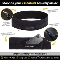 1 x RAW Customer Returns Build Fitness running belt with YKK zipper and key clip - fits all smartphones, keys, cards - bum bag for men and women - running, jogging, walking, sports - RRP €31.12