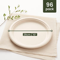 1 x RAW Customer Returns HAAGO Sugarcane Bagasse Disposable Plates for Birthdays, Weddings, Parties - Stable, Environmentally Friendly, Biodegradable Compostable 100, 26 cm  - RRP €25.99