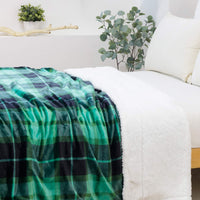 1 x RAW Customer Returns SOCHOW Checked Sherpa Blanket Fleece Blanket Cuddly Blankets Thick Sofa Blanket Couch Blanket Double Sided Super Soft Warm Luxurious Sofa Throw Fluffy Blanket 150 x 200 cm Green - RRP €37.37