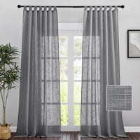 1 x RAW Customer Returns PONY DANCE curtains living room loop curtain - 2 pieces H 245 x W 140 cm voile curtains dark gray semi-transparent curtains linen look curtains with loops balcony door curtain - RRP €31.21