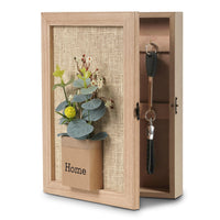 1 x RAW Customer Returns WPAJIRZO key box with 6 key hooks, decorative key cabinet wall, key box with metal lock, key board with artificial bouquet - Home 30x22x6 cm - RRP €27.18