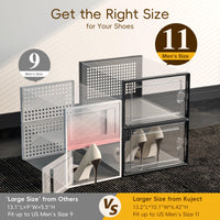 1 x RAW Customer Returns Kuject Large Shoe Boxes for Closet, Fits Size 10, Clear Plastic Stackable Sneaker Containers with Lids, Great Replacement for Shoe Rack, Black, 12 Pack - RRP €45.37