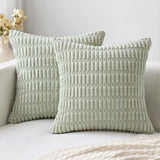 1 x Brand New MIULEE Set of 2 40 x 40 cm Corduroy Cushion Covers Modern Cushion Covers Decorative Sofa Cushions Throw Pillows Soft Decorative Pillow Cover for Living Room Sofa Bedroom Boho Decor Bean Green - RRP €15.96