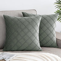 1 x Brand New MIULEE Set of 2 Velvet Cushion Covers Protruding Grid Square Pillowcase European Style Decorative for Living Room Sofa Sofa Bedrooms Home Silver Gray 50x50cm - RRP €19.2