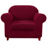 1 x Brand New subrtex 2 Pieces Armchair Cover with Armrests Stretch Elastic Sofa Cover Sofa Cover 1 Seater, Burgundy  - RRP €40.66