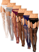 1 x RAW Customer Returns 6 fishnet stockings white, grey, wine red, coffee, navy blue, black  - RRP €19.49