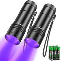 2 x RAW Customer Returns kizplays Ultraviolet Flashlight Led UV Flashlight Flashlight 12 LED Ultraviolet Detect Pet Urine Stains Black Light 395nm Ultraviolet Light 2 Pack  - RRP €18.58