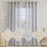 1 x RAW Customer Returns MIULEE linen curtains with eyelets voile curtains linen look curtains living room modern window curtain children s room kitchen curtains loop curtain set of 2 140 x 245 cm white gray - RRP €35.69