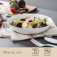 1 x RAW Customer Returns MALACASA, Regular Series, 4-Piece Pasta Plates, Soup Plates, Creamy White Porcelain Salad Plates, Serving Plates, Deep Plates for Spaghetti, Large Soup Bowl for Pasta, Soups, Salad, Fruit, 900ml - RRP €32.4