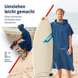 1 x RAW Customer Returns AUTDOOR microfiber bath poncho for women and men - sustainably made from 100 recycled PET bottles - towel as a changing aid for the beach and water sports - quick-drying compact medium, blue  - RRP €34.85