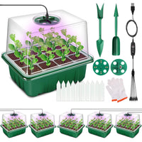 1 x RAW Customer Returns Indoor greenhouse propagation box, 5 pieces mini greenhouse propagation with timing controller, adjustable brightness, greenhouse with full spectrum lid and ventilation, ideal for plant growth - RRP €26.99