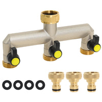 1 x RAW Customer Returns 3-way water distributor, 3 4 brass tap, 3-way distributor with 3 individual stopcocks, for 3 garden hose connectors - RRP €27.22