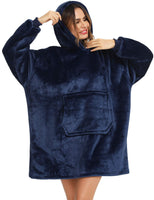 1 x RAW Customer Returns YEPLINS Pullover Hoodie Robe Blanket Hoodie Blanket Flannel Hoodie Blue  - RRP €25.99