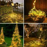 1 x RAW Customer Returns Joysing Solar Fairy Lights Outdoor 1M 100 LED String Lights, 8 Modes Waterfall Light Bundle Waterproof String of Lights for Watering Can Plants Patio Balcony Garden Decoration - Warm White - RRP €12.99