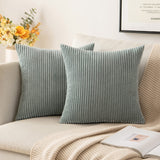 1 x RAW Customer Returns MIULEE Set of 2 cushion covers, corduroy cushion cover, decorative cushion cover, sofa cushion, couch cushion, decorative cushion cover, cuddly cushion for sofa, bedroom, living room, 40 x 40 cm, gray, green - RRP €17.52