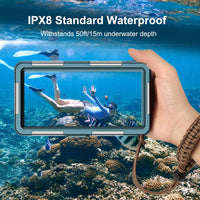 1 x RAW Customer Returns Professional Waterproof Diving Case for Snorkeling, 15m 50ft Underwater Photo and Video Protective Housing with Lanyard for iPhone 14 13 12 11 Pro Max XR XS Samsung S23 S22 S21 etc. Teal Blue - RRP €40.33