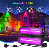 1 x RAW Customer Returns Viugreum 120W black light 20 colors UV RGB black light spotlight IP65 waterproof UV spotlight outdoor with power cable 1.5m black light lamp with color gradients and dynamic RGB for party, disco - RRP €43.27