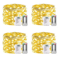 1 x RAW Customer Returns Battery-powered fairy lights - 4 pieces, 100 LED fairy lights 10m 8 modes remote control, timer fairy lights wire, warm white dimmable fairy lights battery, Christmas fairy lights battery operated waterproof - RRP €22.18