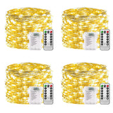 1 x RAW Customer Returns Battery-powered fairy lights - 4 pieces, 100 LED fairy lights 10m 8 modes remote control, timer fairy lights wire, warm white dimmable fairy lights battery, Christmas fairy lights battery operated waterproof - RRP €22.18