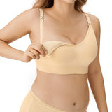 1 x RAW Customer Returns HBselect 3 PCS Nursing Bra with Extension Women s Bra Soft and Breathable Non-Wired and Seamless Bra. Black, Fleshcolor, Beige with 3 Button , L  - RRP €25.99