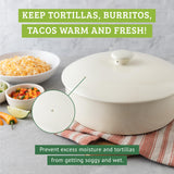 1 x RAW Customer Returns Chef Tacos Tortilla Warmer - Heat Container - Ceramic Tortilla Warmer - Tortilla Warmer - Oven and Microwave Safe - Suitable as Rotibox and Tortilla Holder Cream, 25.4 cm  - RRP €40.33