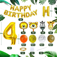 1 x Brand New 4th Birthday Decorations for Boys, Jungle Safari Party Decorations, Animal Balloons, Wild Birthday Decorations for 4th Birthday Boys and Girls - RRP €19.2