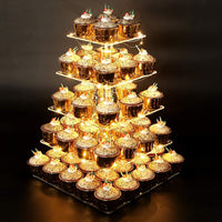 1 x RAW Customer Returns Vdomus 5 Tier Acrylic Pastry Stand Cupcake Display Stand with LED String Lights Dessert Tree Tower for Birthday Wedding Party - RRP €45.35