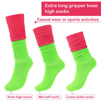 3 x Brand New Yolev traditional socks for women, slouch socks, thermal socks for autumn and winter, stacked neon socks for women, tennis socks, suitable for neon clothing, party, Halloween, Christmas, streetwear for women - RRP €8.76