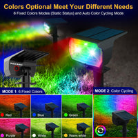 1 x RAW Customer Returns LOTOMOS 7 Color Modes Solar Spotlights for Outdoor Garden 2 Pack Colorful RGB, Solar Lamps for Outdoor LED Solar Spotlights Outdoor IP65 Waterproof Garden Lights Solar Lights for Tree Christmas Day Halloween - RRP €19.99