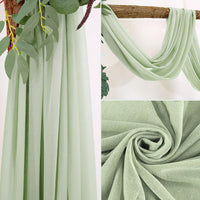 1 x RAW Customer Returns Wedding Arch Sheer Drapery Backdrop, 600x75cm Voile Curtain Chiffon Drapery Fabric, Tulle Fabric Curtains Arbor Drapery for Wedding Ceremony Reception Party Ceiling Decor, Sage Green, 1 Panel - RRP €21.41