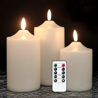 1 x RAW Customer Returns Eldnacele Flickering Flameless Candles, Waterproof Battery Operated LED Candles with Remote Control Timer White Pillar Candles for Indoor Outdoor Home Garden Lantern Decoration 3 Pack  - RRP €27.22