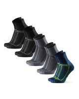 1 x RAW Customer Returns DANISH ENDURANCE 5 pairs of quarter running socks, technical, anti-blister padding, for women men, multicolored 2x black grey, 2x grey black, 1x blue yellow 43-47 - RRP €42.95