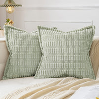 1 x Brand New MIULEE Corduroy Cushion Cover for Sofa Pillowcases Modern Durable Decorative Square Cushion Protectors for Living Room Living Room Chair Bed Office Bedroom 45x45 cm 2 Pieces Bean Green - RRP €20.4