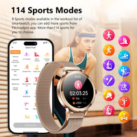 1 x RAW Customer Returns Smartwatch women with telephone function, small round 1.1 AMOLED always-on display IP68 waterproof fitness watch with menstrual cycle 300 DIY UI, 114 sports modes sports watch for Android iOS, rose gold - RRP €79.54