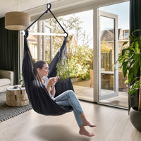 1 x RAW Customer Returns Ohuhu Hanging Chair with 2 Cushions and Ceiling Hook Kit, Outdoor Hanging Chair XL Hanging Chair up to 150 kg for Adults Girls, Hanging Seat Suspension Indoor Outdoor Bedroom and Garden, Anthracite - RRP €40.33