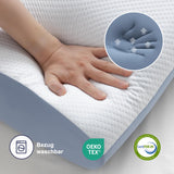 1 x RAW Customer Returns BedStory pillow, gel memory foam pillow, orthopedic pillow, visco pillow, neck support pillow with 2 firmness levels, ergonomic pillow with washable cover, 40x60x8cm, blue - RRP €35.48