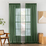 1 x RAW Customer Returns MIULEE Curtains with ruffle tape set of 2 curtains with eyelets curtains living room made of sheer voile curtains transparent bedroom dark green 140 x 225 cm - RRP €23.49