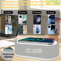 1 x RAW Customer Returns Yeelan Digital Alarm Clock, Digital Alarm Clock with Light, 15W Wireless Charging for iPhone Samsung, Alarm Clock Without Ticking, Bluetooth Speaker, 9 Color Night Light, Dimmable Brightness, Temperature Display - RRP €32.98