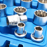 1 x RAW Customer Returns CCLIFE 19-piece 1 2 XZN multi-tooth socket set socket wrench set 8-32mm socket box socket nuts for 6 12-edge spline - RRP €31.0