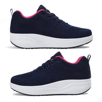 1 x RAW Customer Returns CXWRZB Women s Sneakers Platform with Wedge Heel Sporty Casual Shoes Walking Shoes Blue Navy Red Mesh 37 EU - RRP €40.33